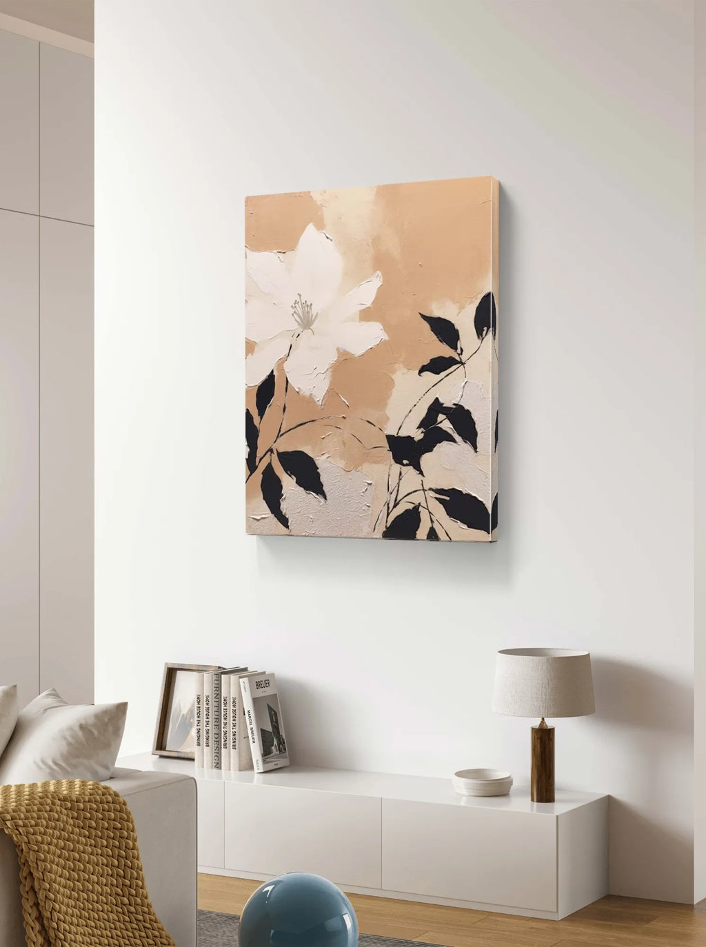 Neutral Toned Creamy Texture Floral Painting #WS002