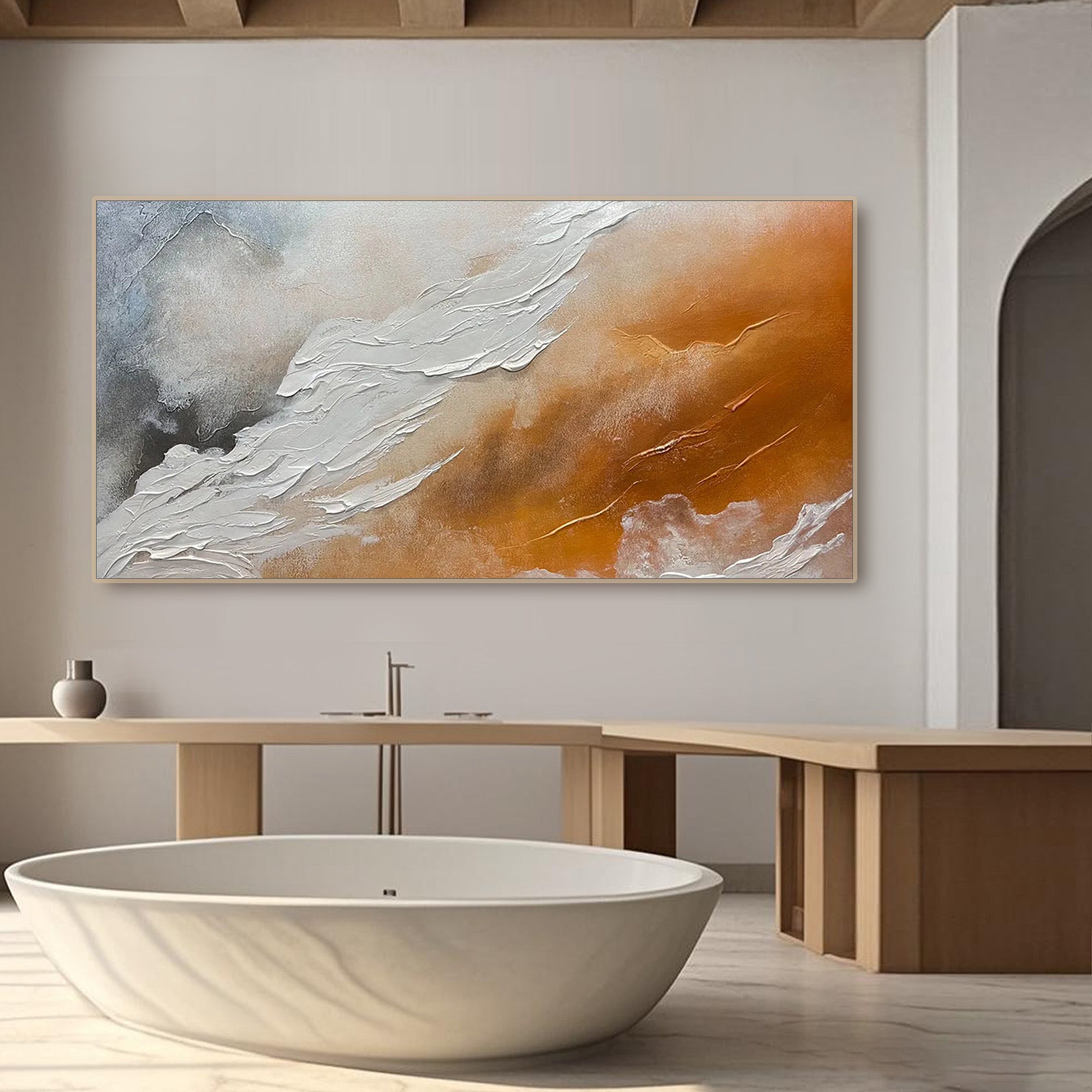 Oversize coastal wall art for modern living room decor