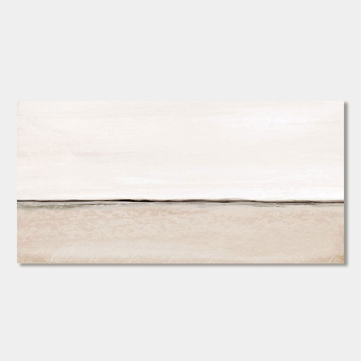 Panoramic Beige Canvas Art, minimalist horizon in soft beige and white.