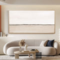 Panoramic Beige Canvas Art, minimalist horizon in soft beige and white.