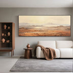 Wabi Sabi canvas art in earth tones displayed in a styled interior.