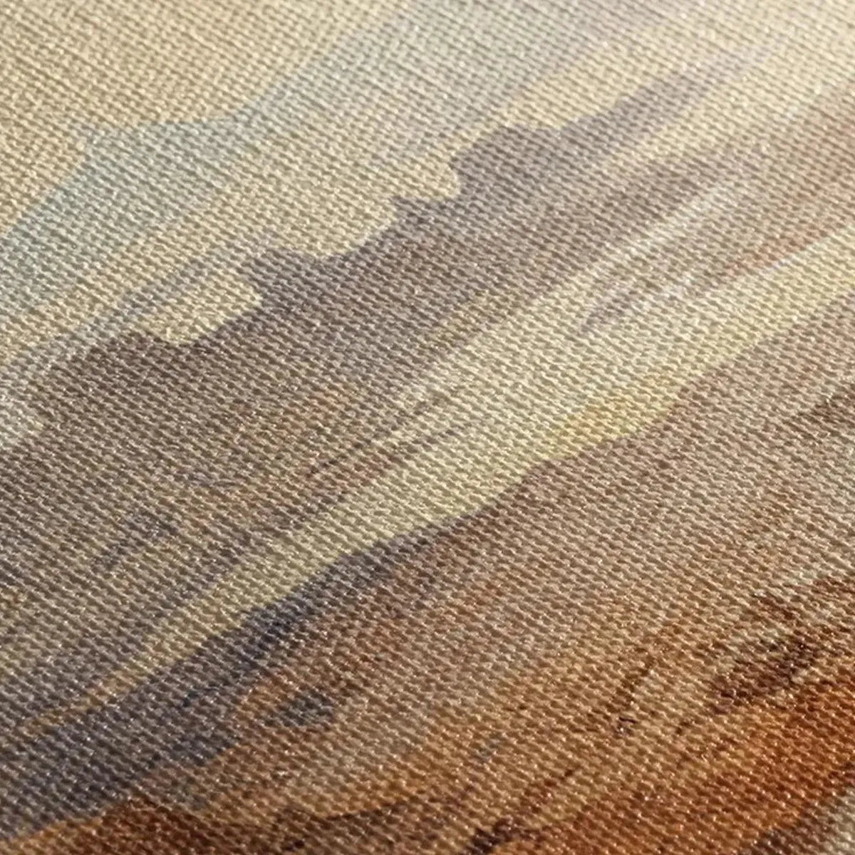 Close-up of the textured canvas on the earth-tone Mesa art piece.