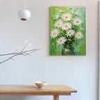 Daisy art in a dining room setting, offering a serene and stylish home decor inspiration.