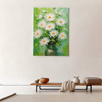Daisy painting displayed in a modern living space, highlighting its decorative appeal.