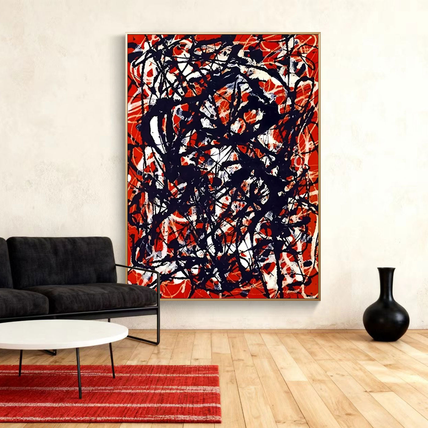 Pollock Abstract Wall Art - Crimson Storm