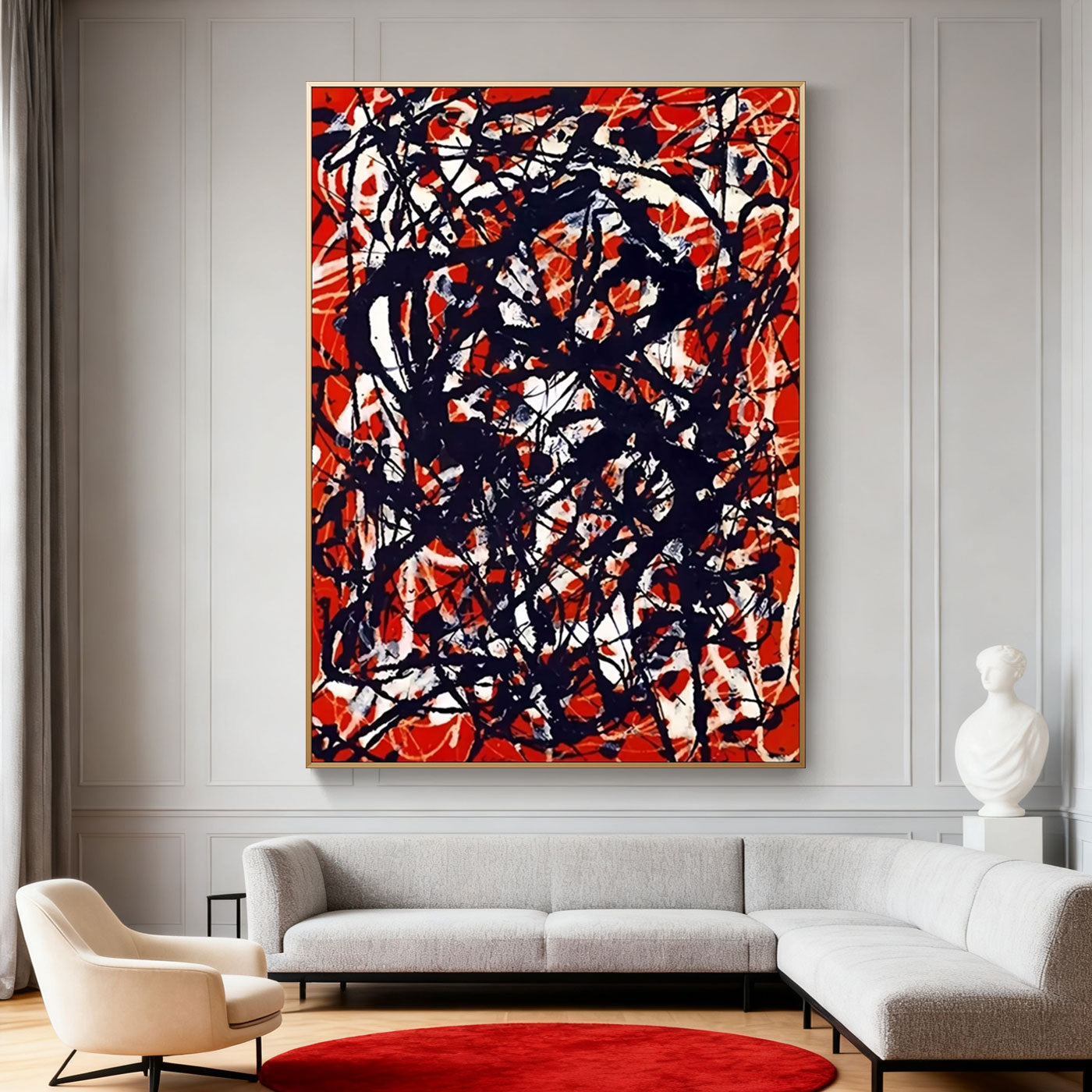 Pollock Abstract Wall Art - Crimson Storm