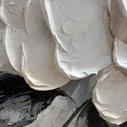 3D textured white rose velvet petal canvas wall art at Lumi Gallery
