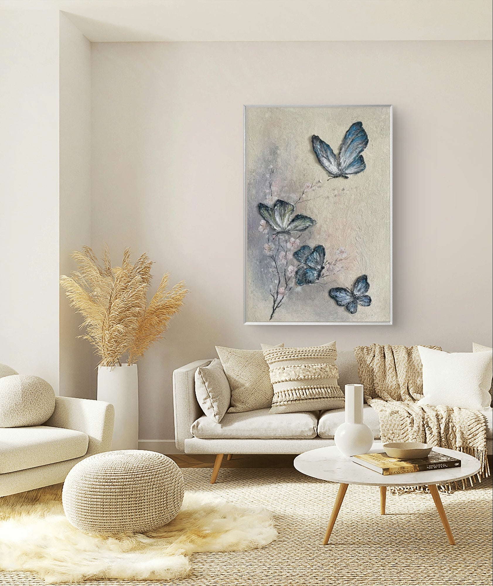 Scandinavian Butterfly Painting - Nature-Themed Wall Decor#AN001