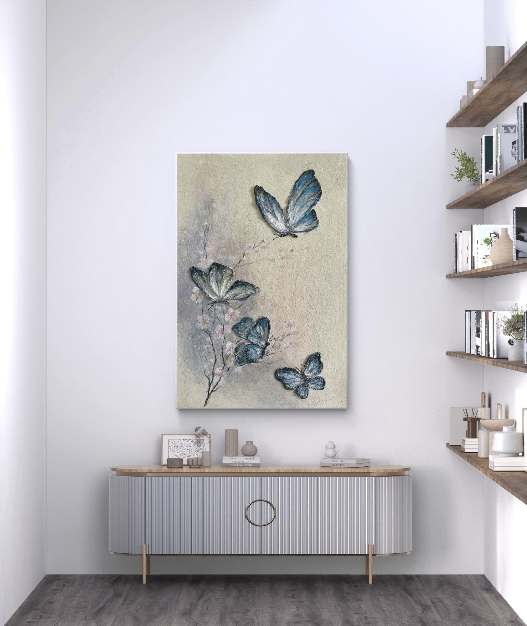 Scandinavian Butterfly Painting - Nature-Themed Wall Decor#AN001