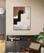 Contemporary Abstract Painting in Modern Living Space with Plants