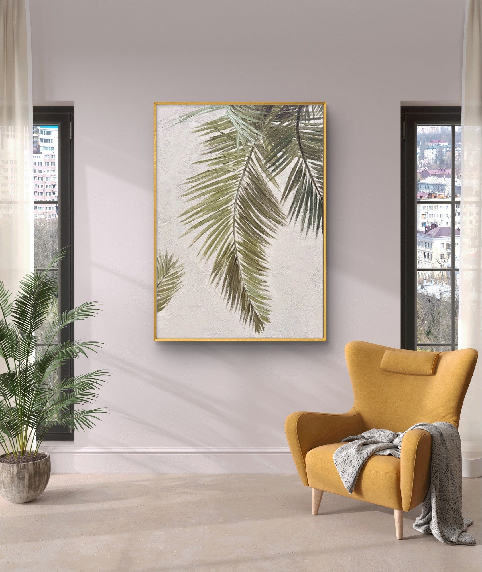 Scandinavian Palm Leaf Art - Modern Nature Art #FL012