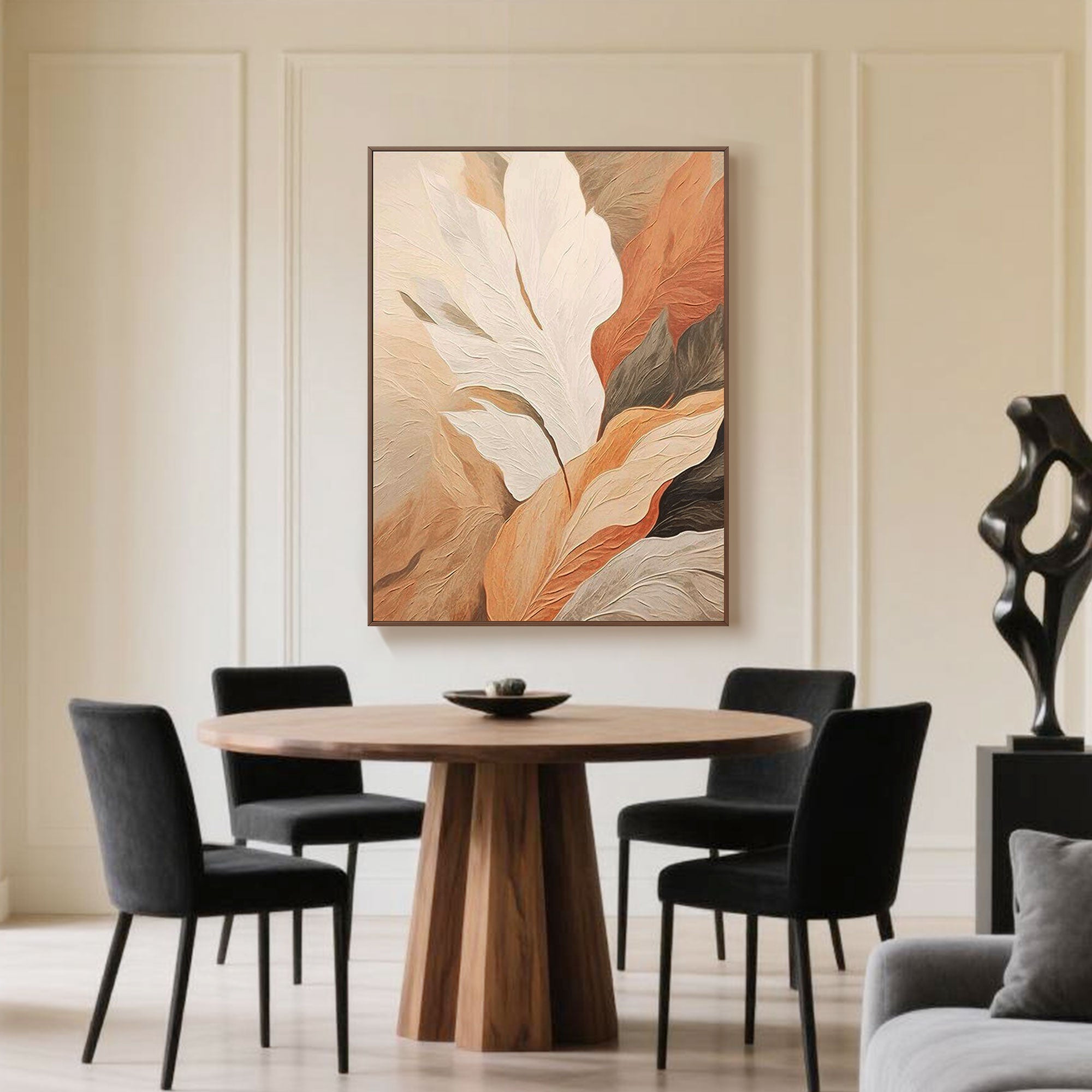 [Copy]Contemporary Neutral Leaf Painting | Silent Bloom