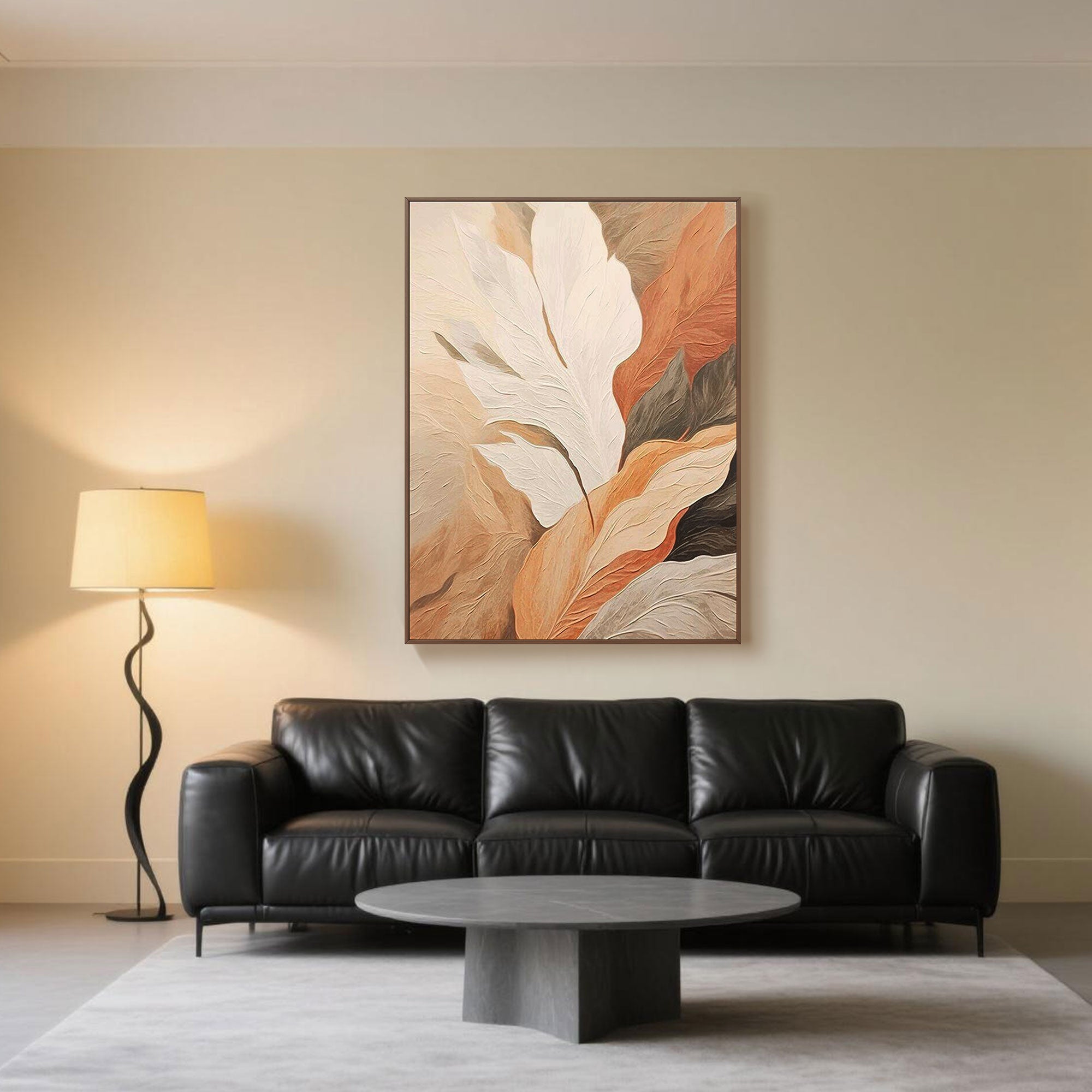 [Copy]Contemporary Neutral Leaf Painting | Silent Bloom