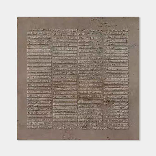 Lumi Gallery's hand-painted Wabi Sabi Japandi brown beige canvas art 'Earthen Matrix