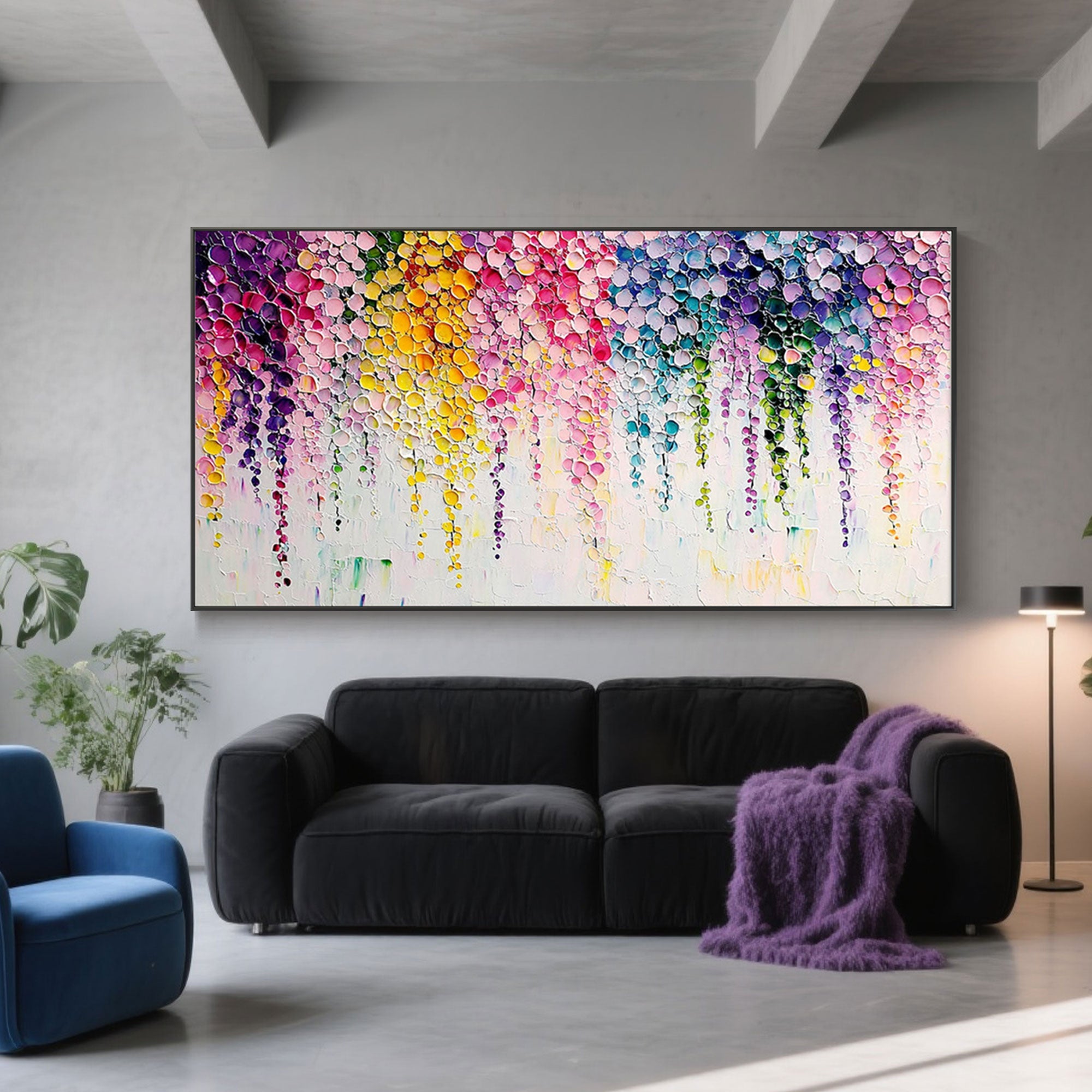 Textured Abstract Floral Wall Art | Chromatic Rain