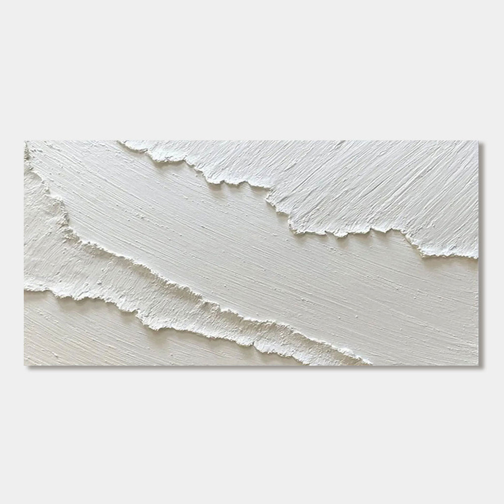 Textured Abstract Ocean Wall Art in matte white tones.