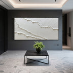 Textured Abstract Ocean Wall Art in matte white tones.