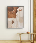 Wabi-Sabi textured abstract art in warm brown and beige.