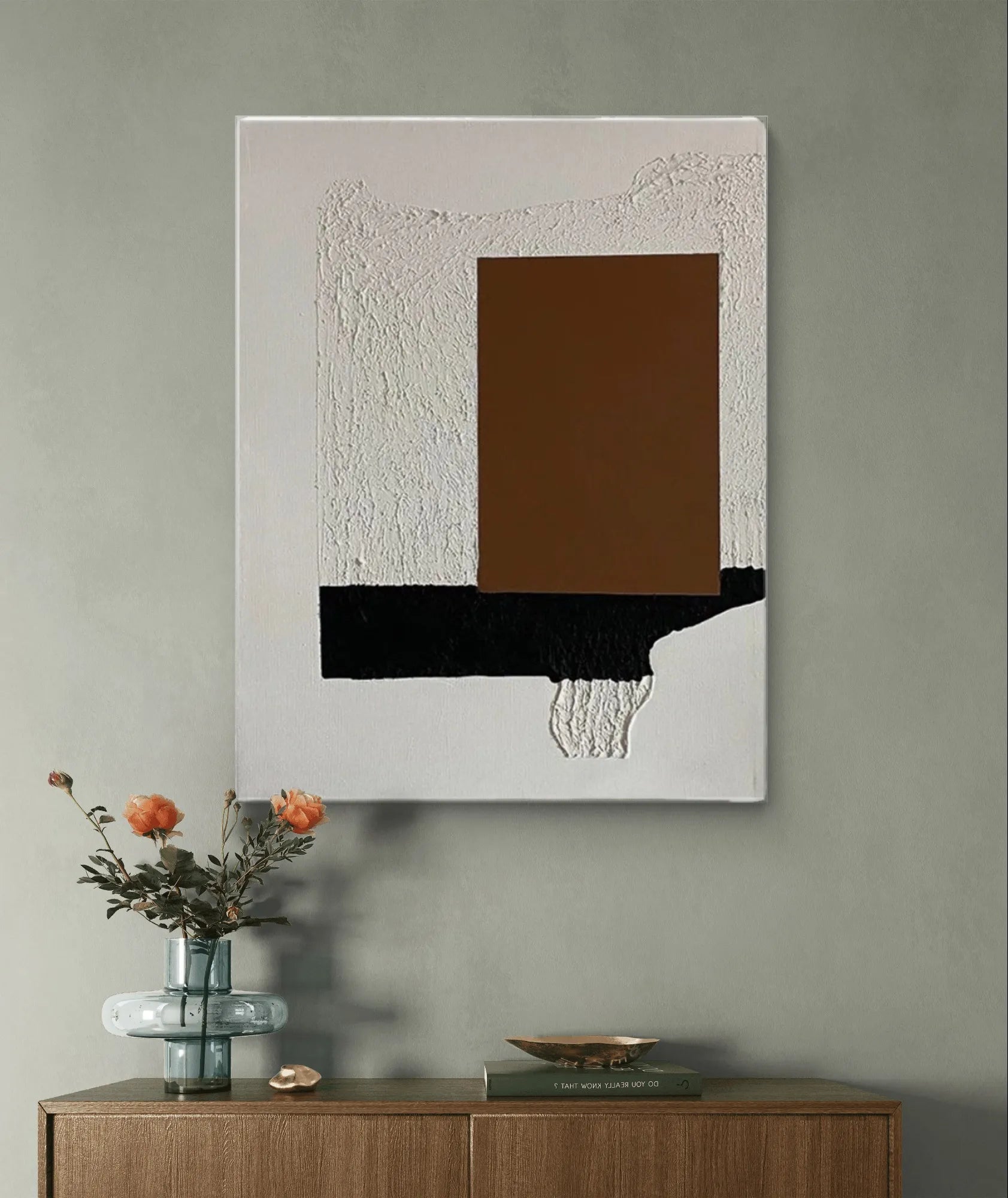 Textured Scandinavian Minimalist Art in Brown and Black #WS009