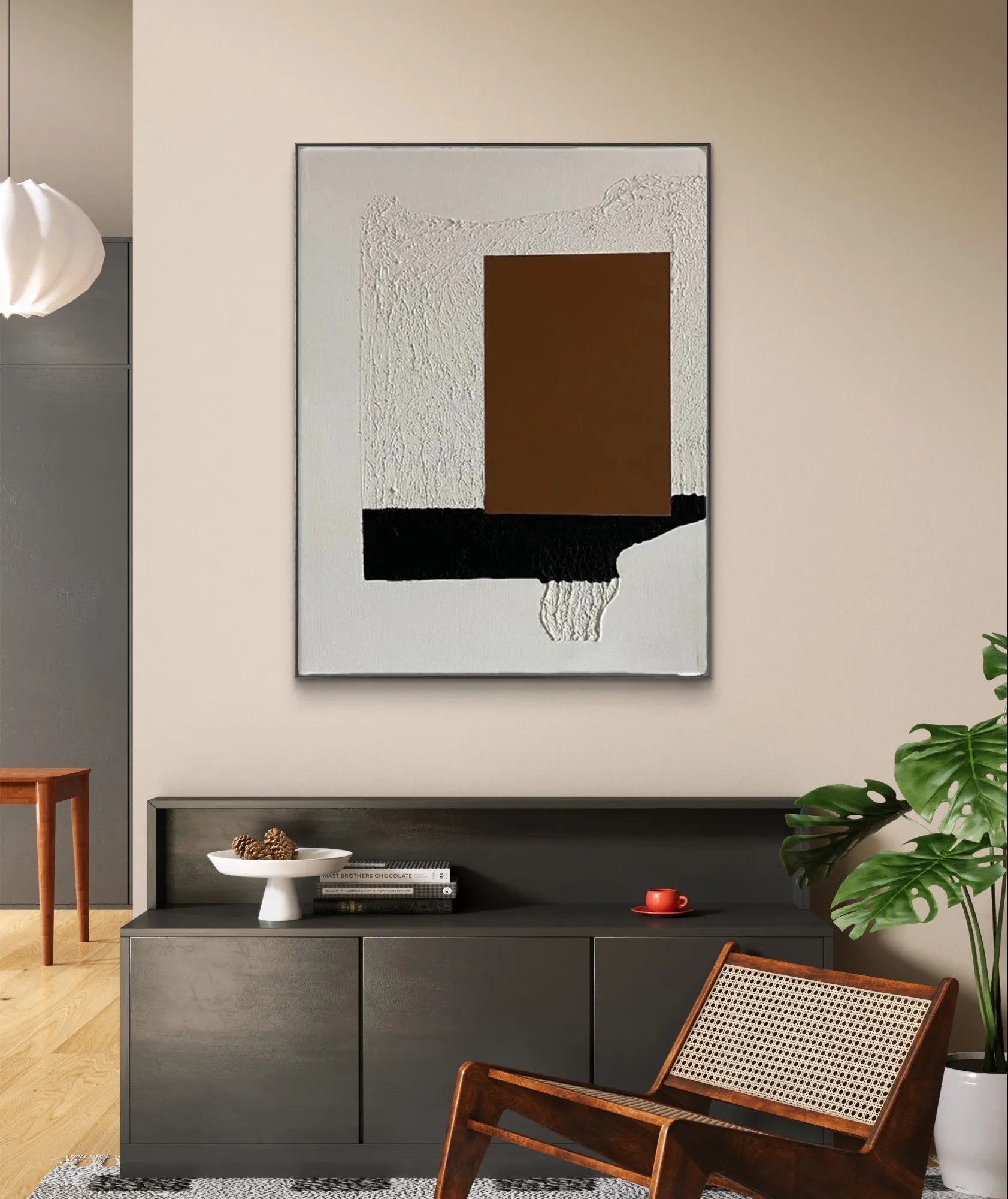 Textured Scandinavian Minimalist Art in Brown and Black #WS009