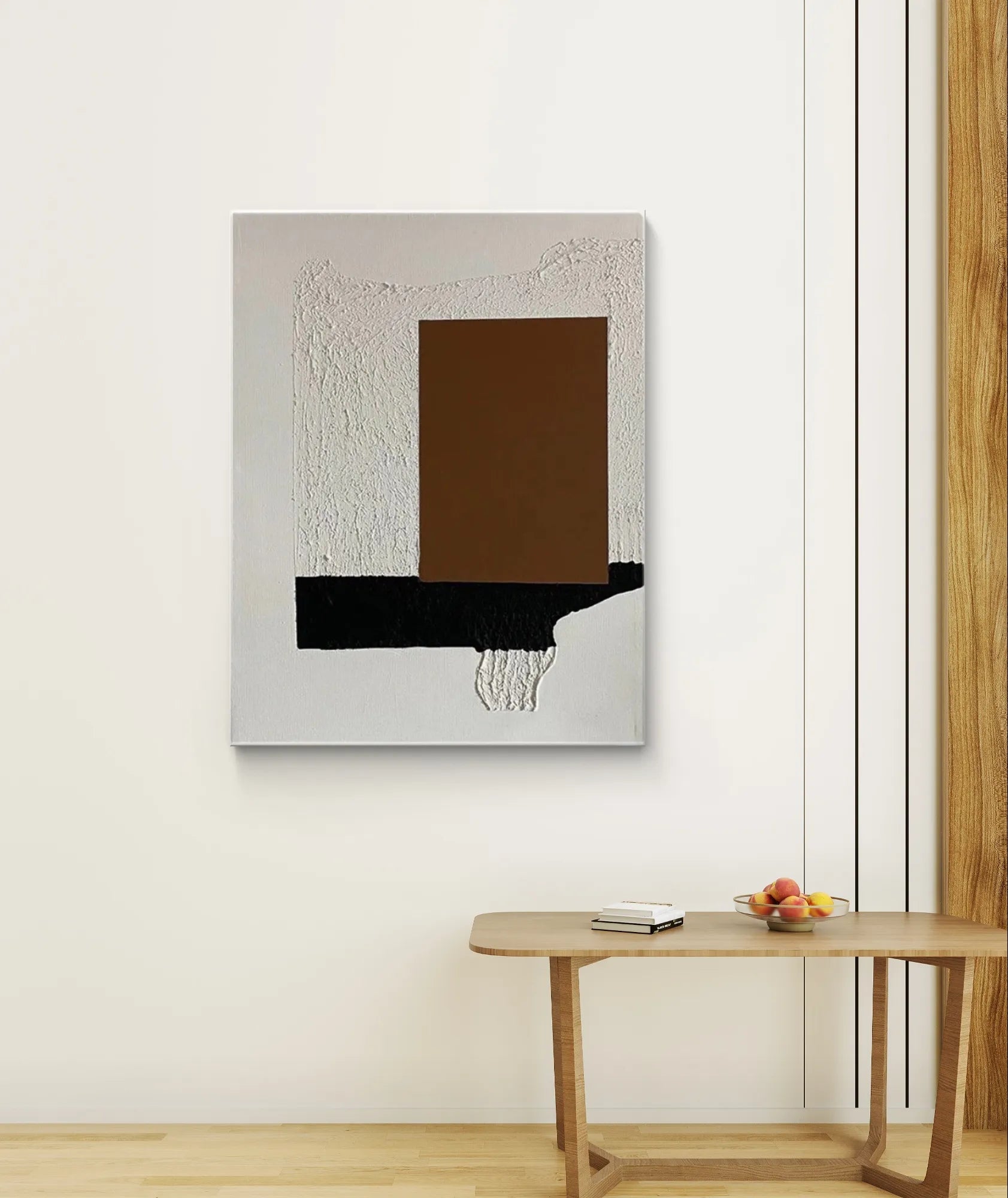 Textured Scandinavian Minimalist Art in Brown and Black #WS009