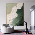 Hand-painted beach canvas with thick impasto shoreline detail