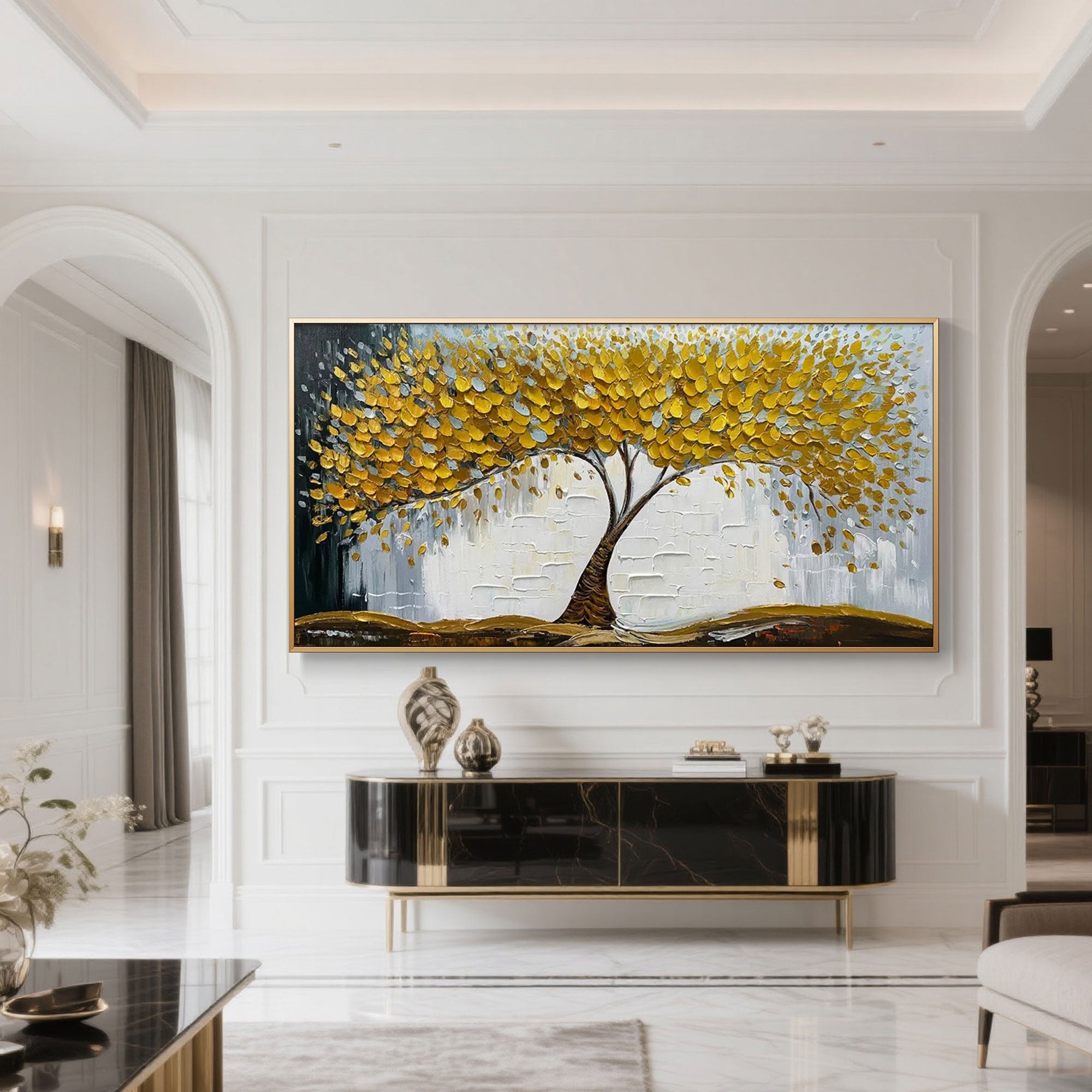 Framing options for canvas art: rolled, stretched, or metal frames.