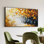 Textured Abstract Landscape Painting - Autumn Forest