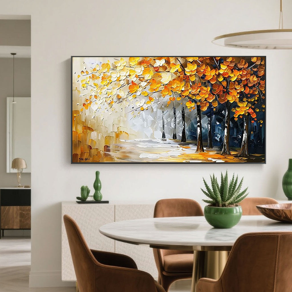 Textured Abstract Landscape Painting - Autumn Forest