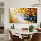 Textured Abstract Landscape Painting - Autumn Forest