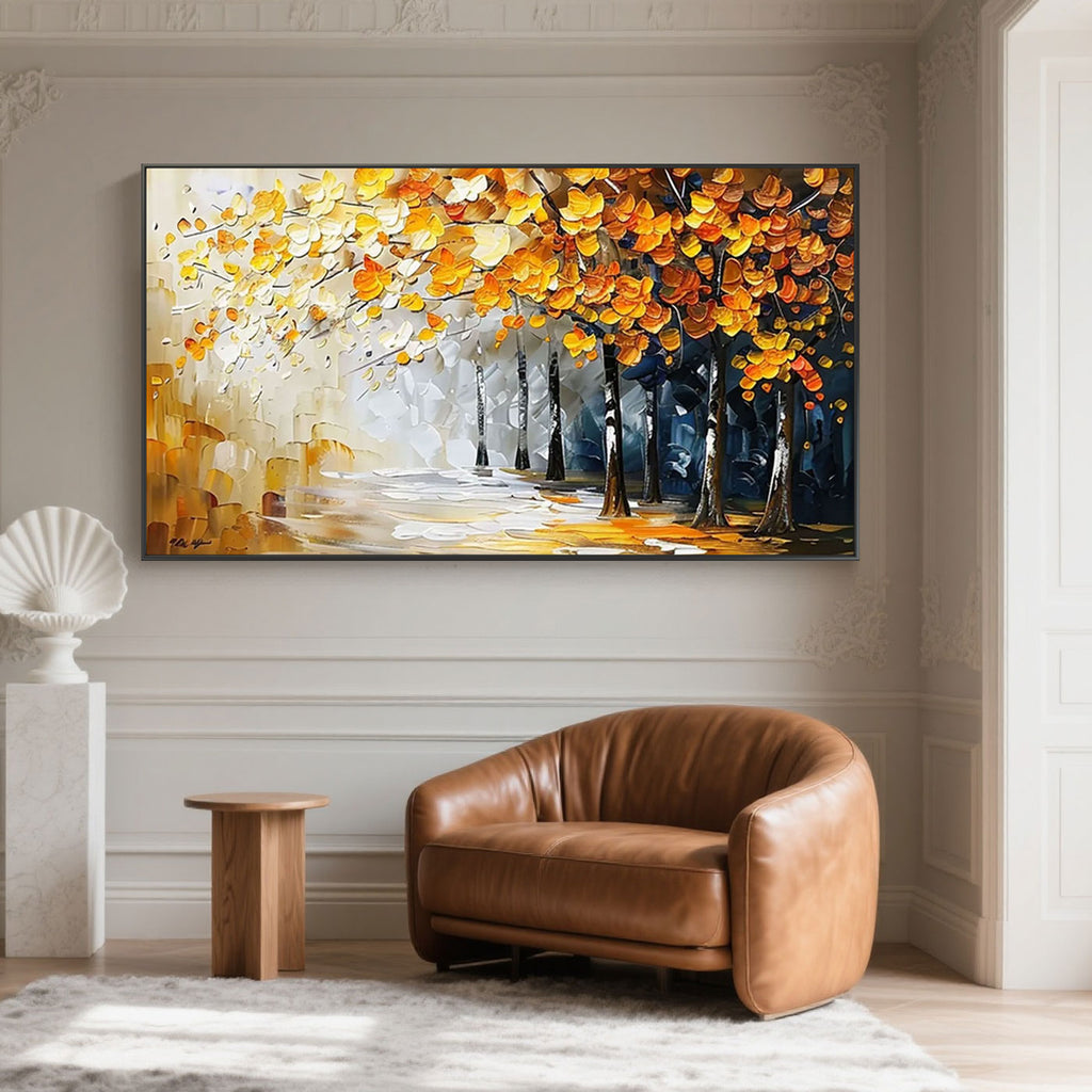 Textured Abstract Landscape Painting - Autumn Forest