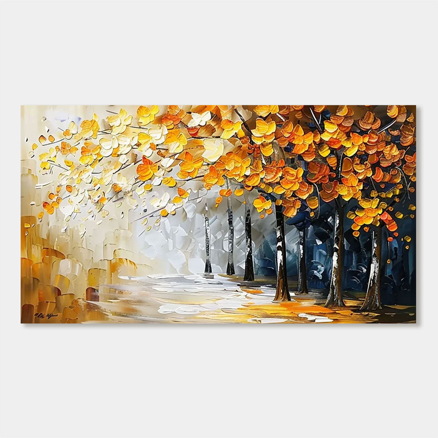Textured Abstract Landscape Painting - Autumn Forest