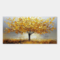 Textured gold leaf tree painting on canvas.