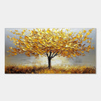 Textured gold leaf tree painting on canvas.