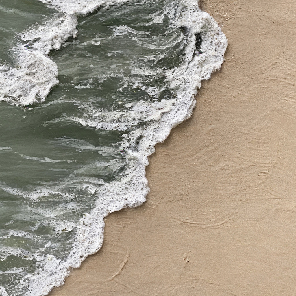 Lumi Gallery 3D textured abstract beach canvas art shoreline drift with ocean waves on sandy shore