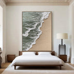 Lumi Gallery 3D textured abstract beach canvas art shoreline drift above bed