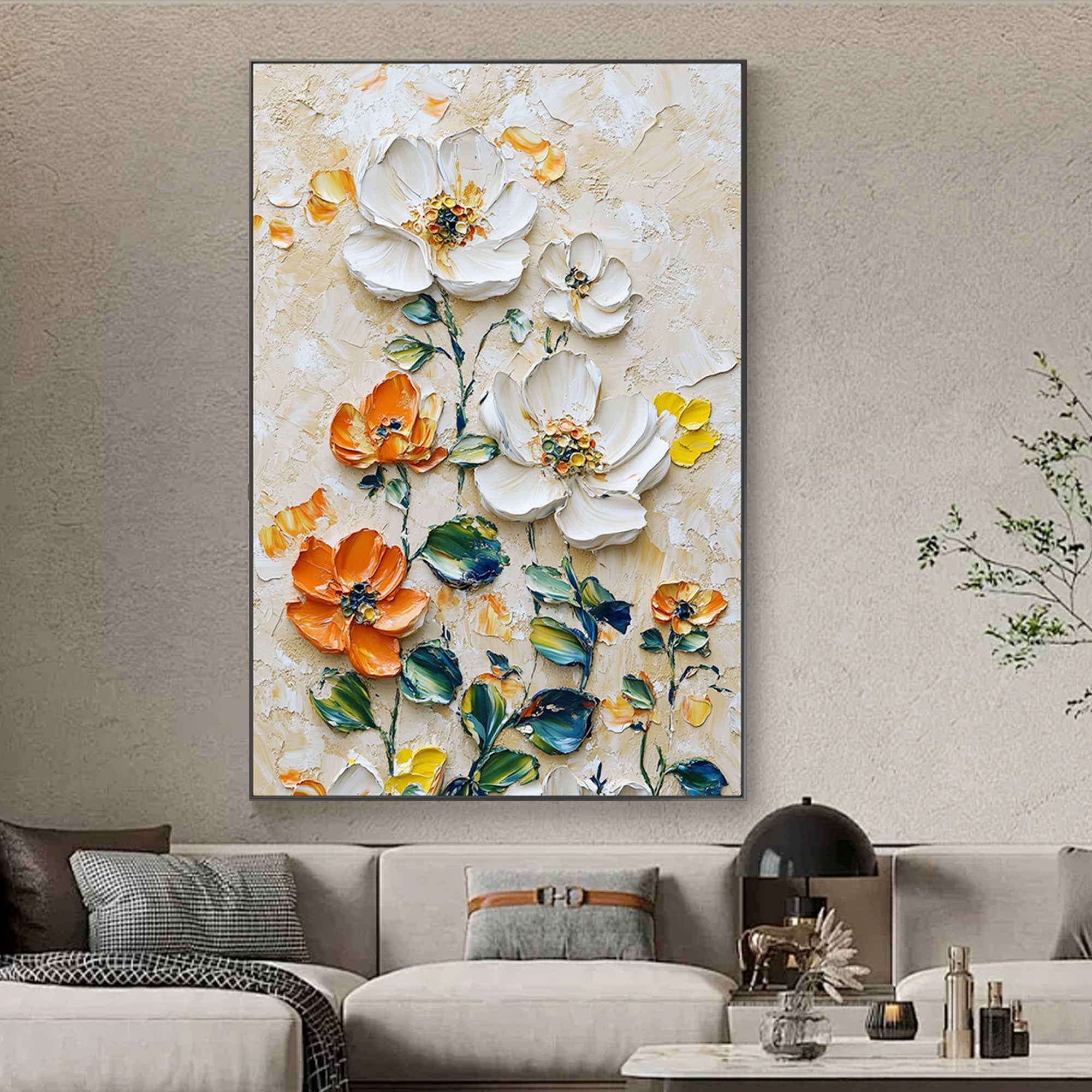 Vertical Floral Canvas Painting Wild Garden