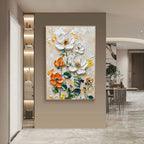 Vertical Floral Canvas Painting Wild Garden