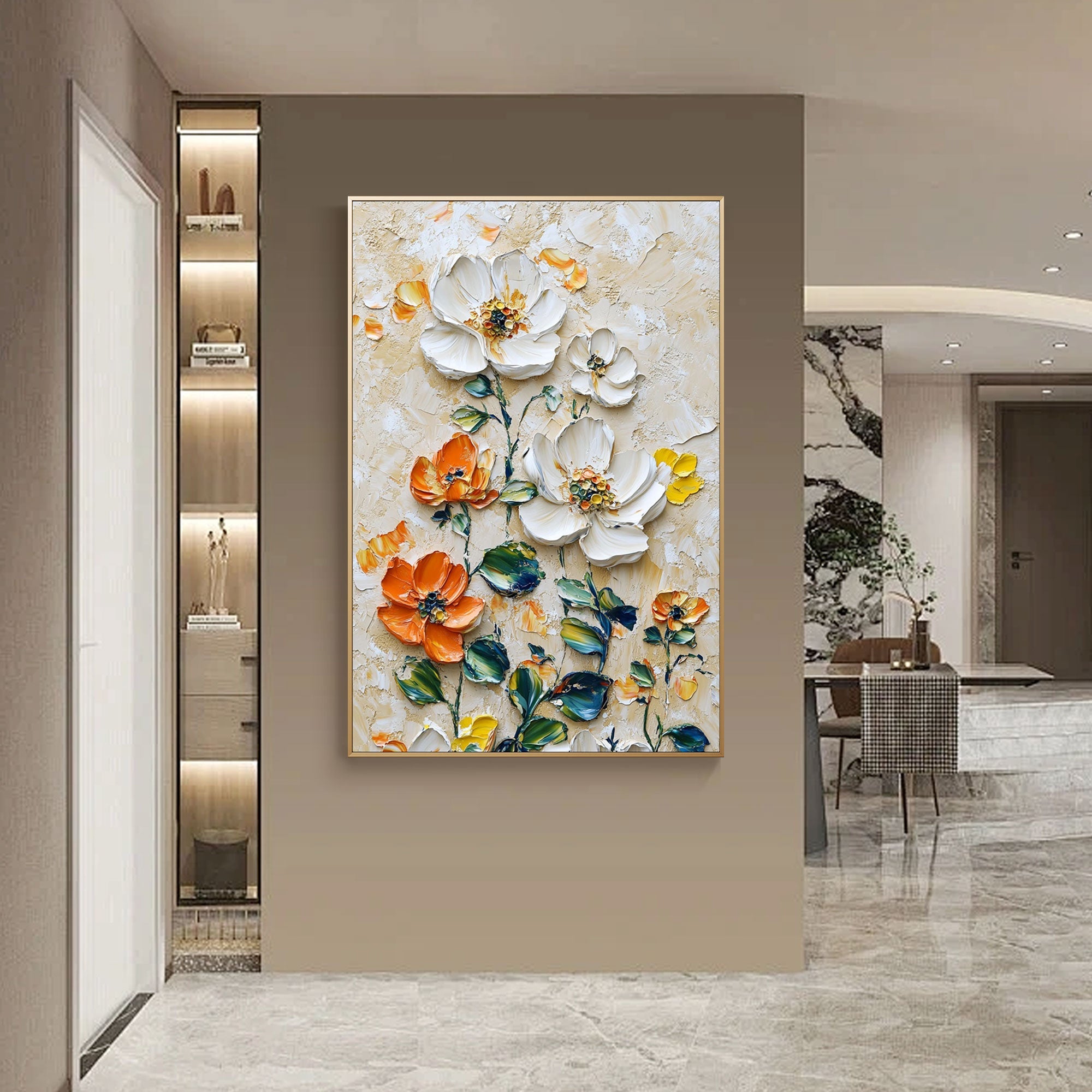 Vertical Floral Canvas Painting Wild Garden