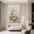 Vertical Floral Canvas Painting Wild Garden