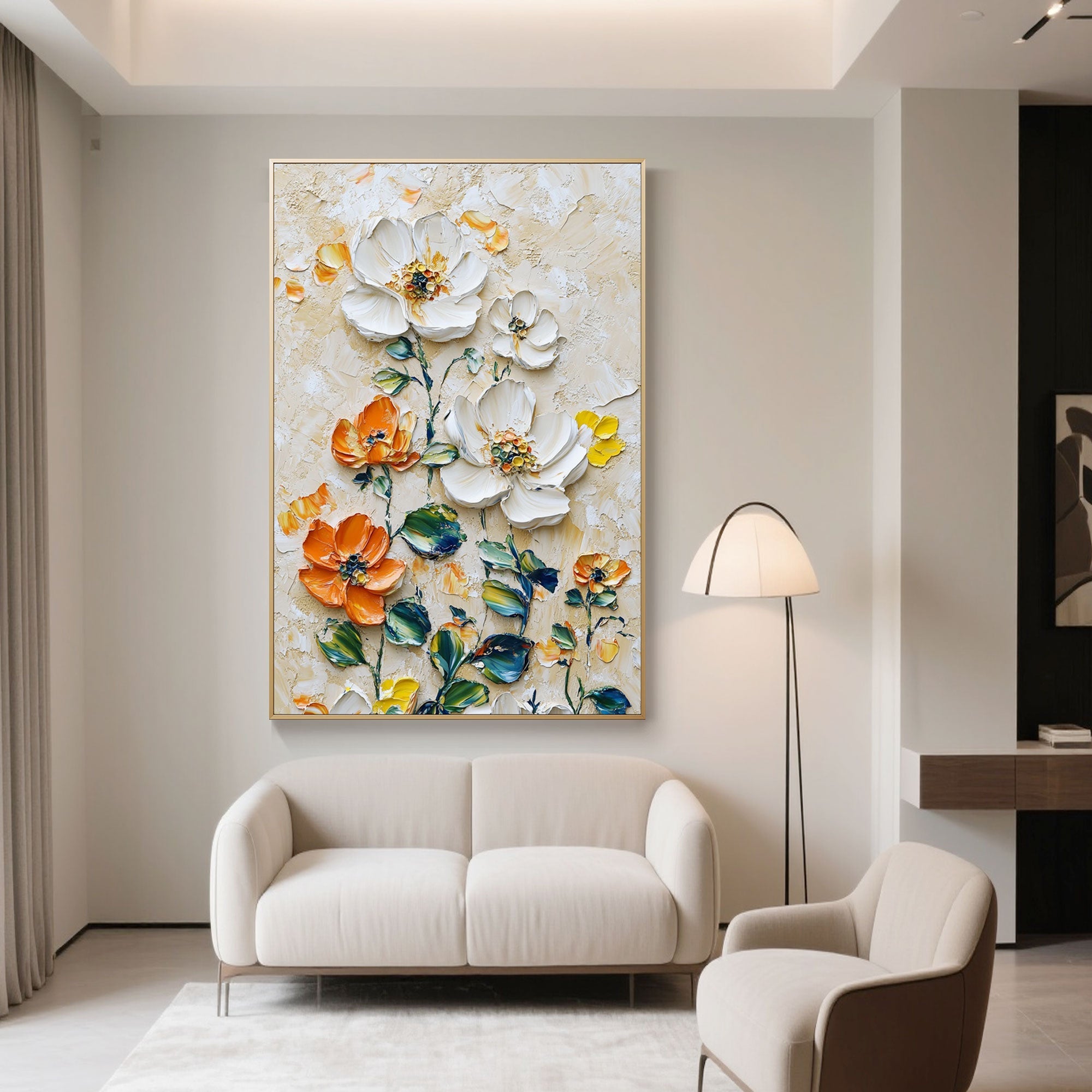 Vertical Floral Canvas Painting Wild Garden