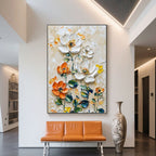 Vertical Floral Canvas Painting Wild Garden