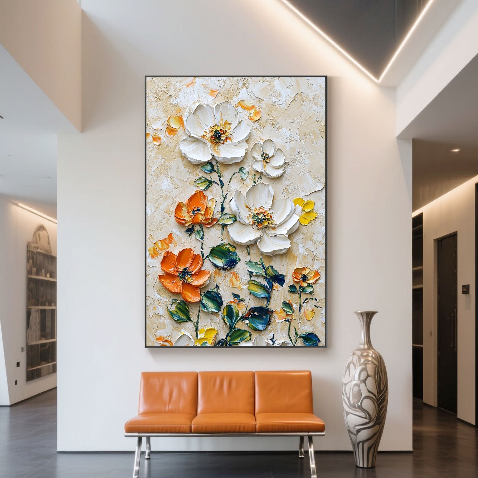 Vertical Floral Canvas Painting Wild Garden
