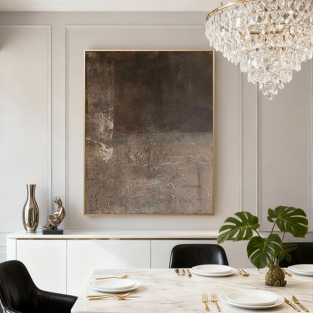 Ebon Strata minimalist wabi-sabi brown abstract canvas art by Lumi Gallery