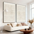 Lumi Gallery's Minimalist Japandi geometric canvas paintings in neutral tones for modern living room