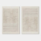 Lumi Gallery's Minimalist Japandi geometric canvas paintings, neutral tones, woven texture