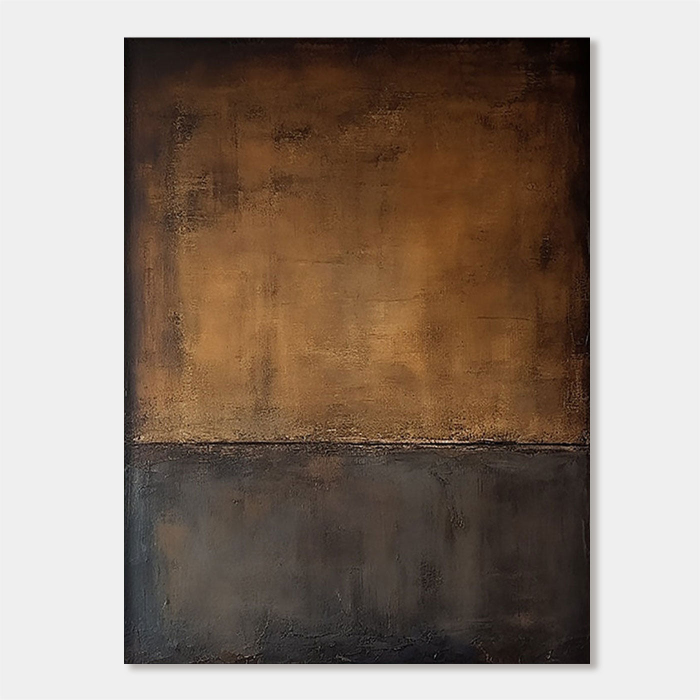 Lumi Gallery's minimalist wabi-sabi brown canvas wall art 'Sands of Silence' abstract painting