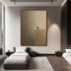Hand-painted Zen minimalist bird canvas wall art in modern bedroom