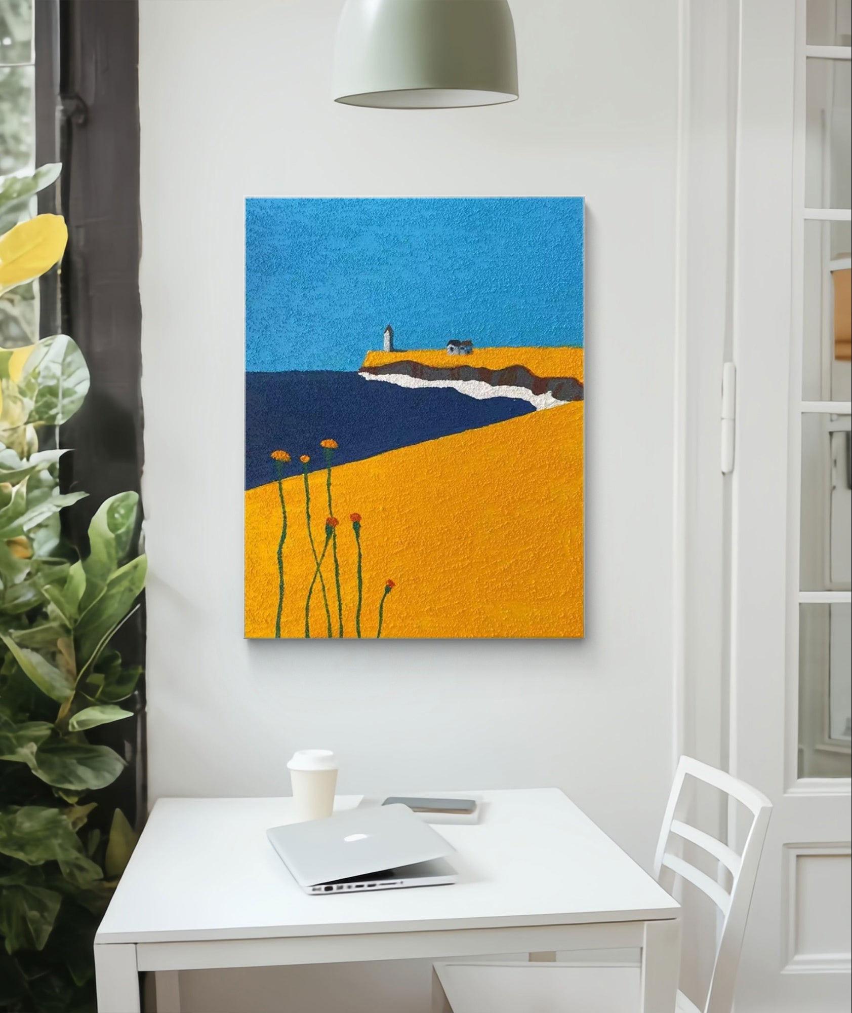 Framed canvas art options: rolled, frameless stretched, or with metal frames.