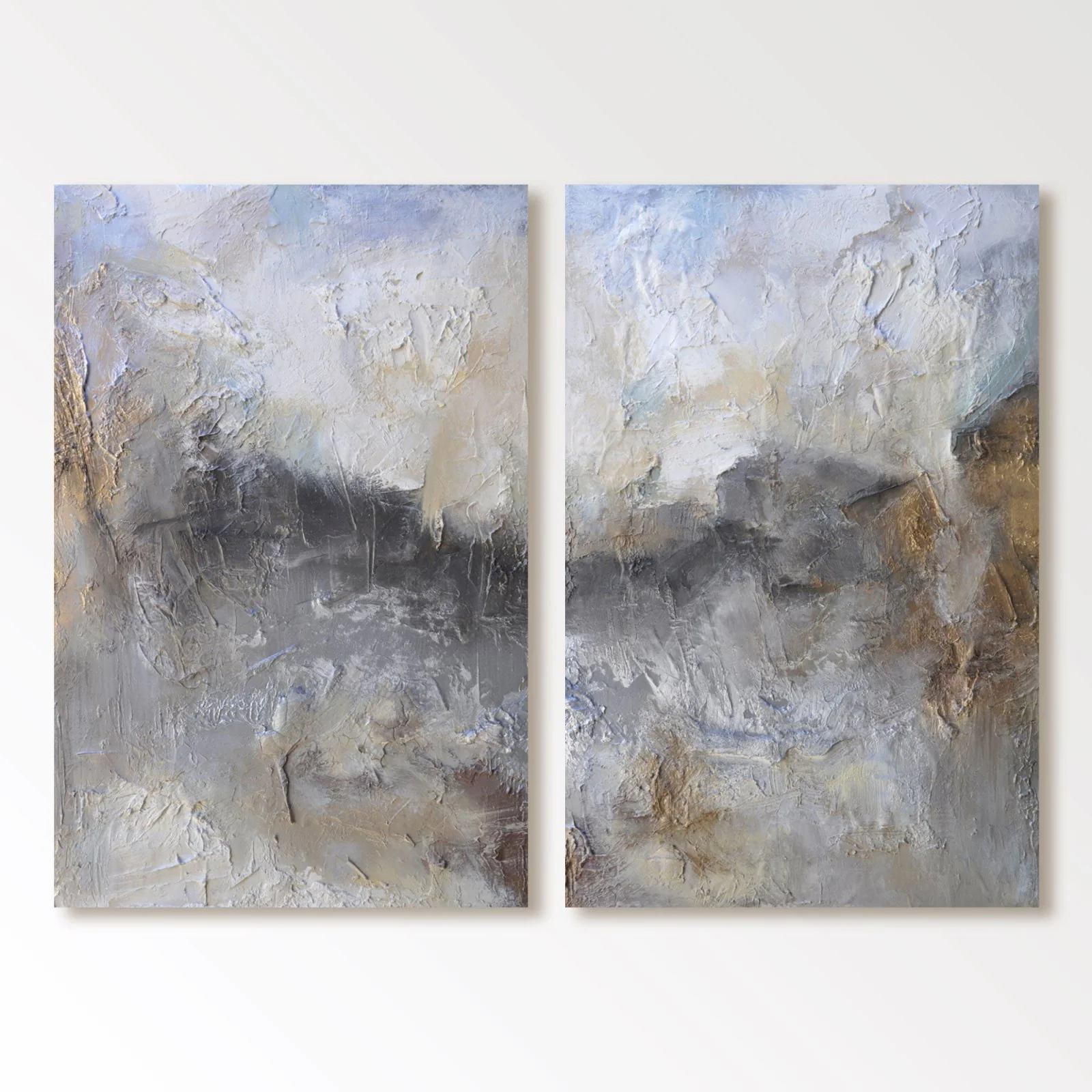 Vintage Abstract Minimalist Painting - Storm and Gold